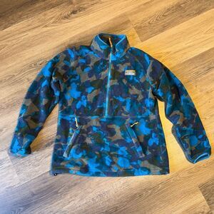 L.L. Bean blue mountain classic camo fleece quarter zip sweater size medium reg